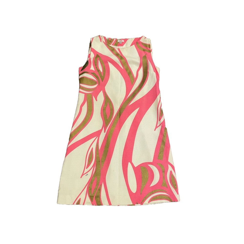 Vintage Rare Versace Couture Pink Gold White Dress 32/46 Cocktail